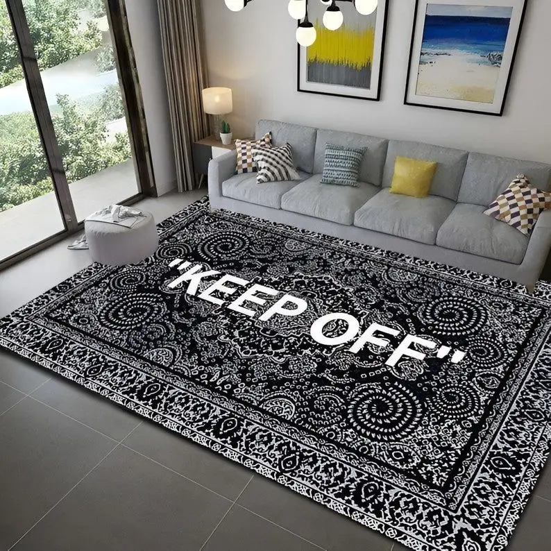 White Lace Black Retro Keep Off Rug Gray Patterned Keep off Home Decor Modern Custom Carpet Fashion Decor Cool Rug Gifts