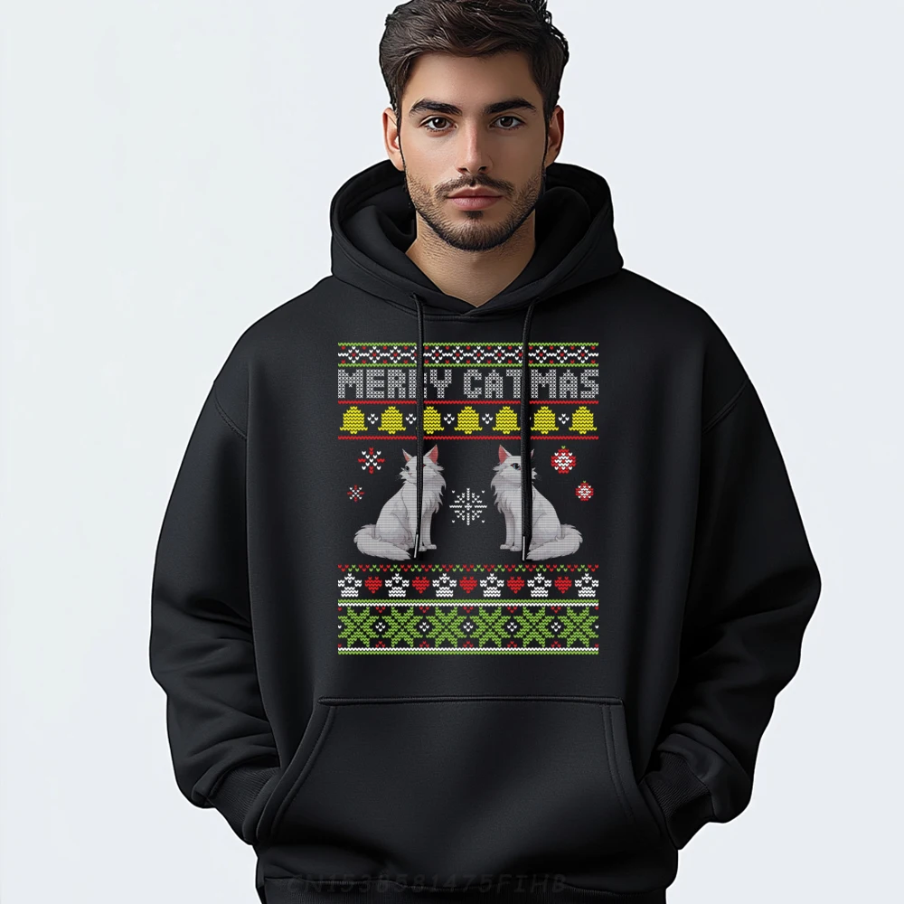 

Turkish Angora Cats Together Merry Catmas Christmas Sweater Men Clothes Meme Hoodie Mother's Day