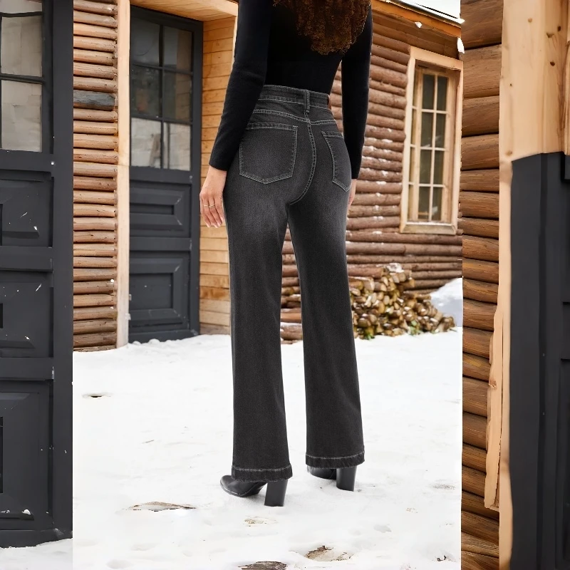 Jeans Women Y2k Jeans Stretch Black Gray Distressed Hem Tapered Vintage High Waist Trousers Fashion Casual