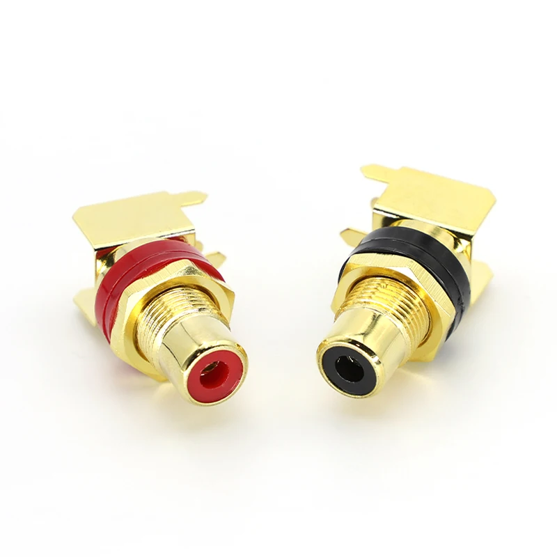 1/2PCS brass RCA female Socket Connector gold-plated solder plate extended RCA socket terminal for AV audio amplifier speaker