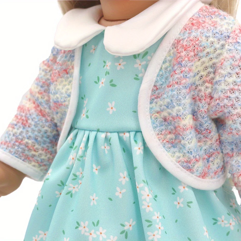 1 set of pink-blue gradient unicorn skirt doll clothes for 18-inch (45.7cm) doll girls. Suitable for American dolls