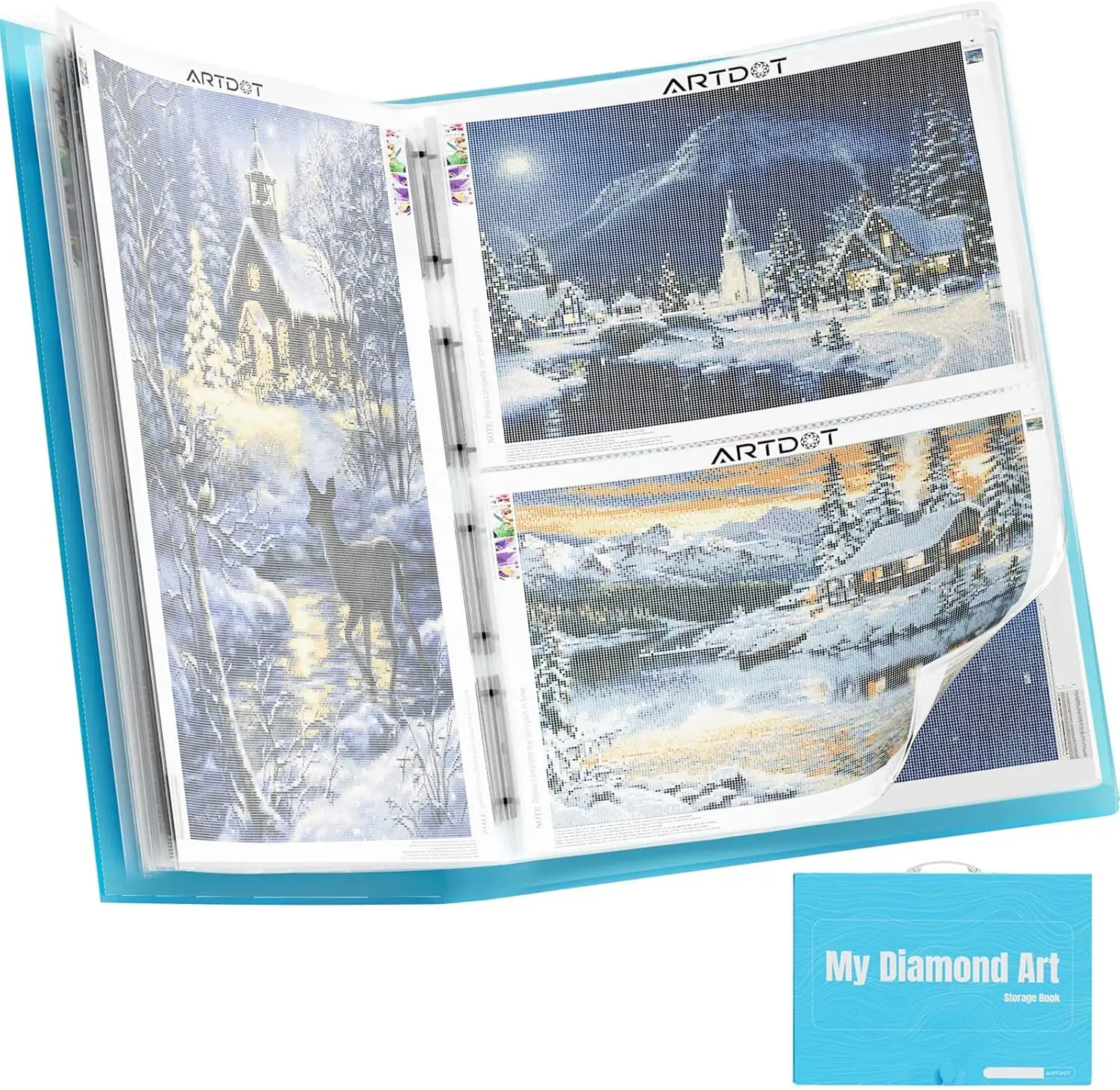 

Diamond Painting Storage Book with 26 Views Protectors, 13 Pocket Portfolio Folder for Art Accessories
