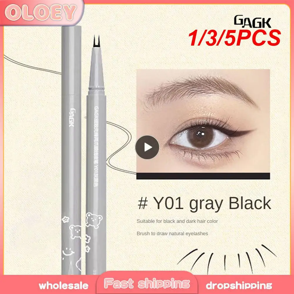 1/3/5 Stuks Eyeliner Gel Pen Tweeledige Haarkleurweergave Waterdichte Zweetbestendige Gladde Water Oogmake-Up Eyeliner Geen Vlek