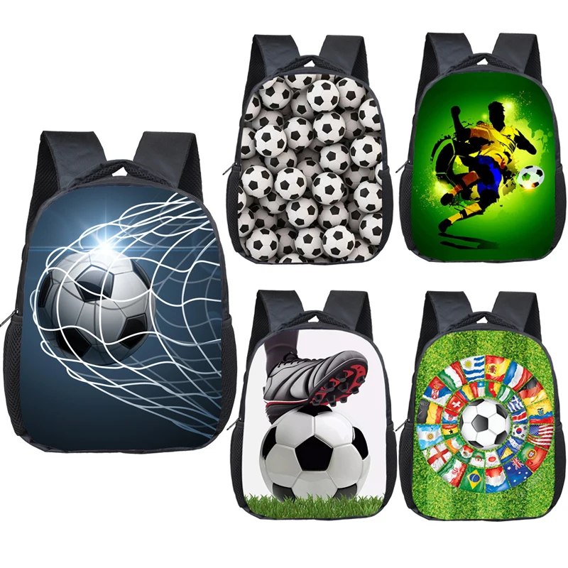 16 Inch Cool Soccerly / Footbally Print Backpack for 3-6 Years Old Kids Children School Bags Small Toddler Bag Kindergarten Bags