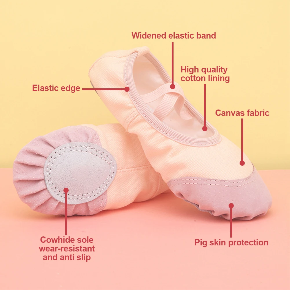 Zapatos de entrenamiento corporal de suela suave para niñas y mujeres, zapatillas de Ballet con cabeza de cuero, zapatos de baile sin cordones, suministros de Ballet para niños