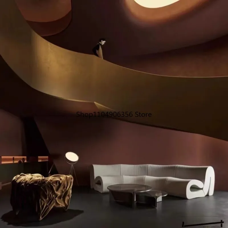 

for New special-shaped water ripple corner sofa solid wood household Italian minimalist large apartment living room curved