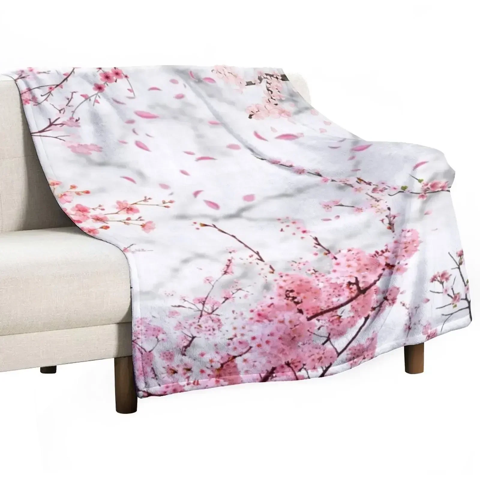 Beautiful Sakura Blossom In Pink Throw Blanket Soft Warm Blanket Gift for Men Women Adults