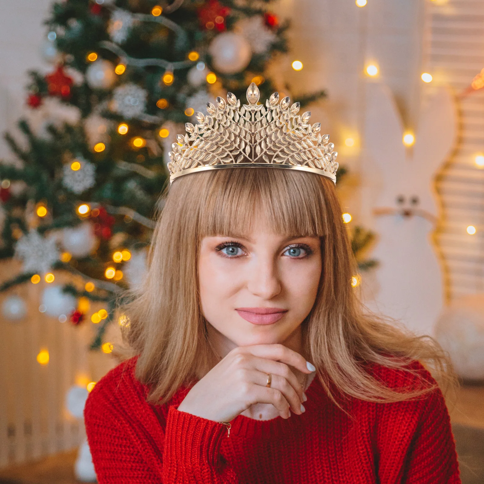 

Bridal Crown Bride Headpiece Gold Alloy Adult Headband Accessories Wedding Tiara Rhinestone Elegant Vintage Hair