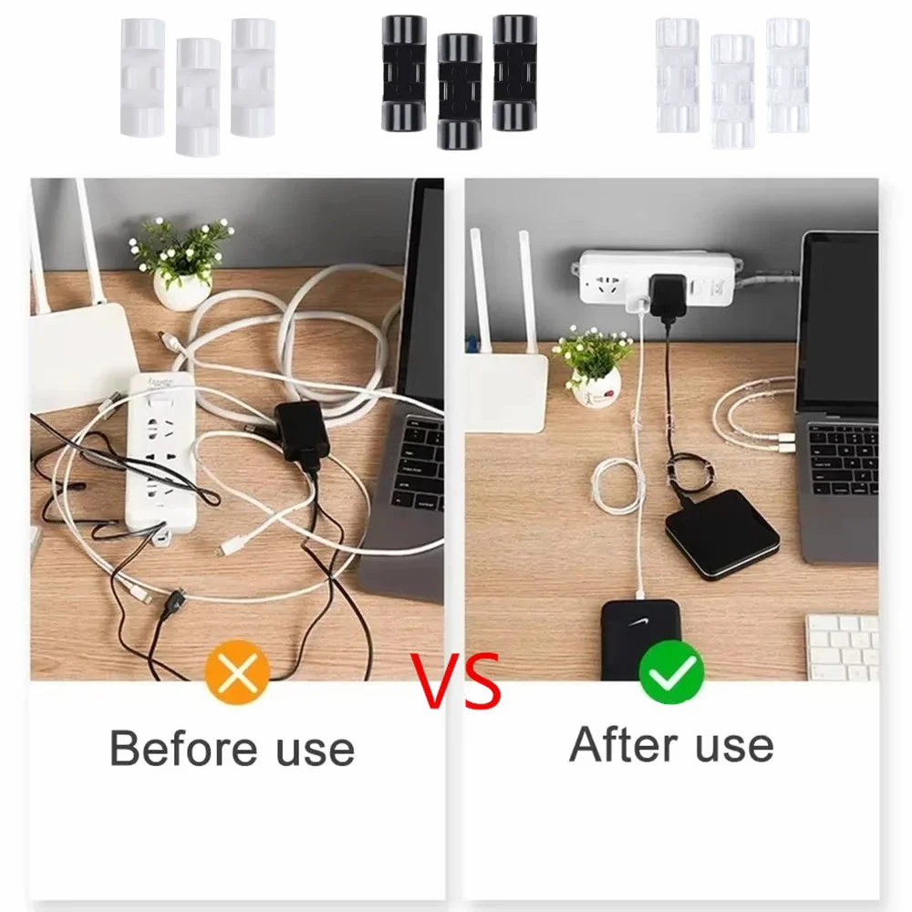 Adhesive Cable Clips, Clear Wire Holders for Cord Management, Plastic Cable Organizer Clips for Wall and Under Desk 20/40/80pcs