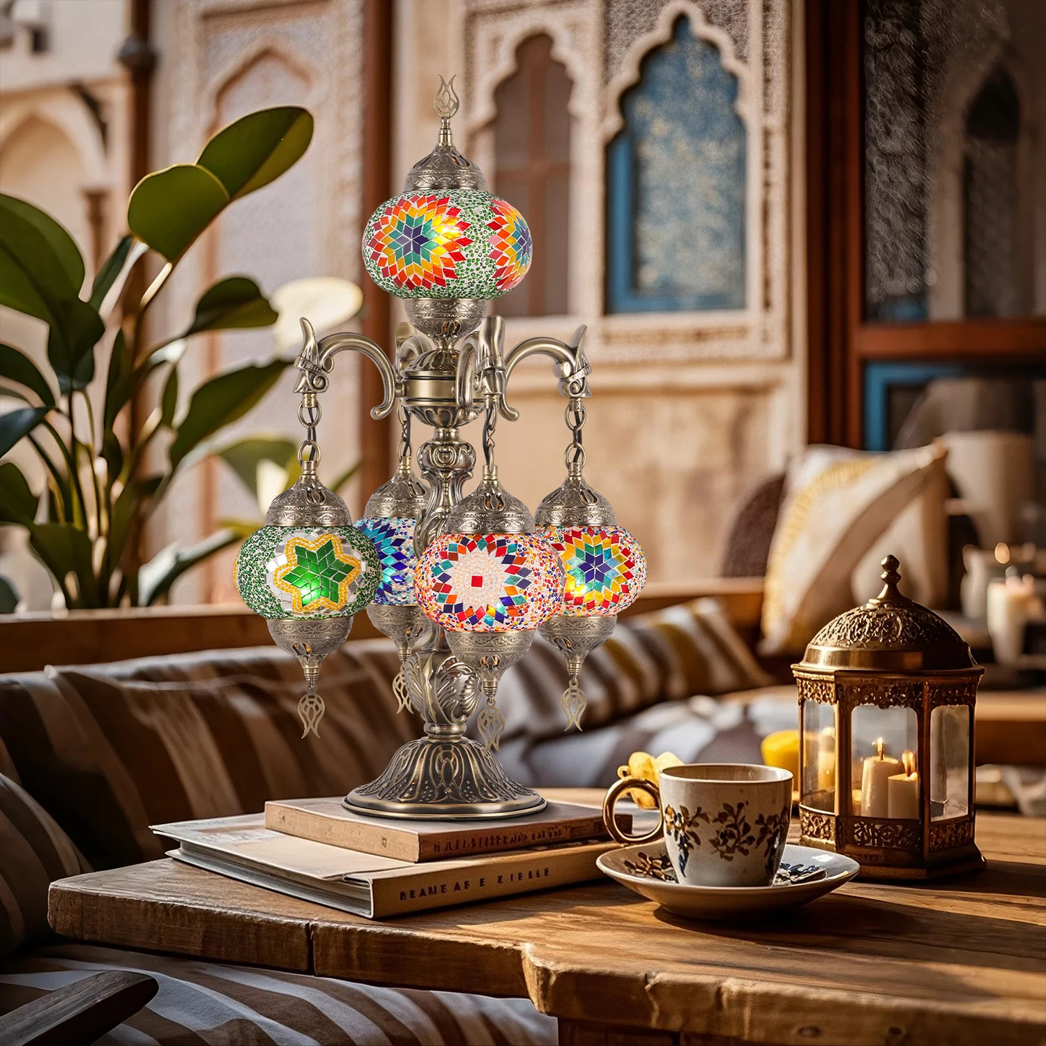 غرفة المعيشة في العصور الوسطى، مطعم خاص، فندق B & B، مقهى الحانة الشعبية، مصباح طاولة زجاجي مصنوع يدويًا تركيًا