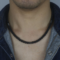 6mm Collar Hombre Natural Lava Stone Man's Necklaces Collier Homme Surfer Necklace For Men Male Beaded Necklace Collana Uomo