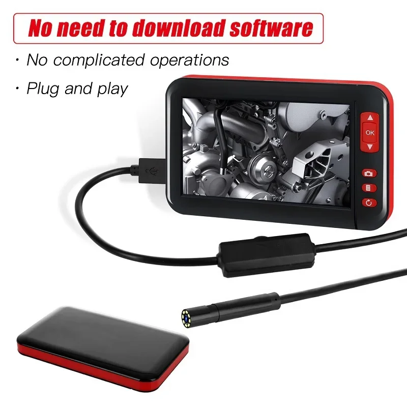 1080P HD Endoscope Industrial Pipeline Inspection Car Repair Recharge 4.3inch Screen Camera Video LED Light Waterproof Lens Tool