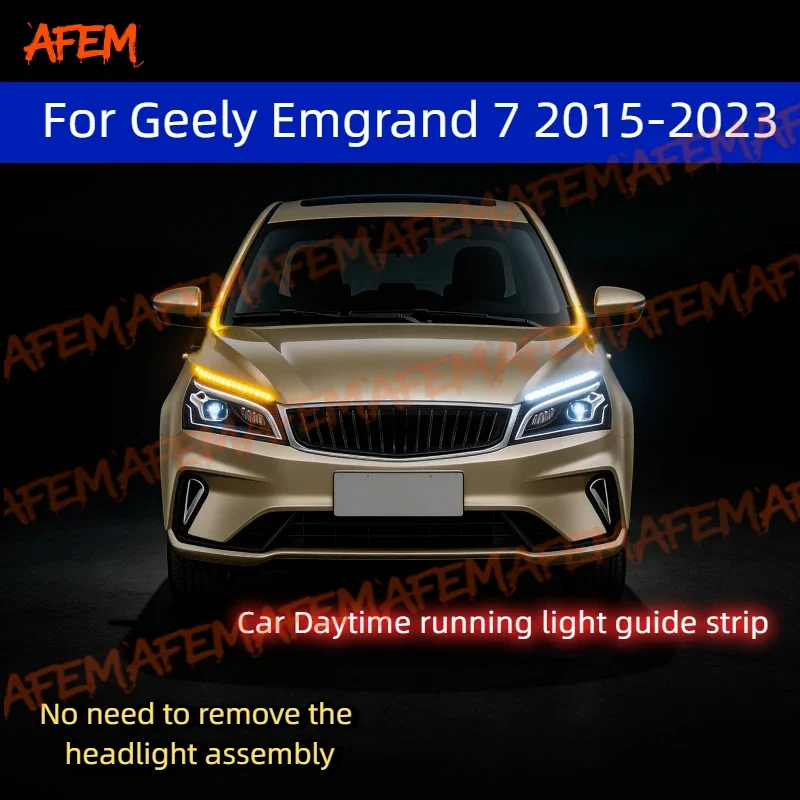 2 piezas para Geely Emgrand 7 2015-2023, luz diurna DRL para coche, estilo de escaneo de inicio, luz de señal de giro secuencial, ultrafina