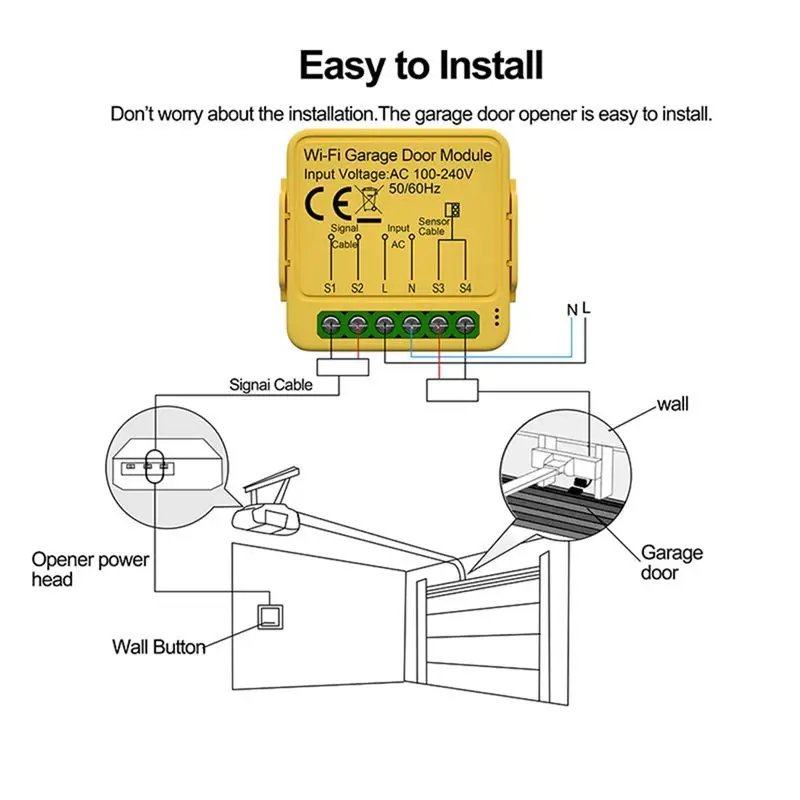 B86B Tuya WiFi Garage Door Opener Controller Module Smart Life App Remote Control Switch