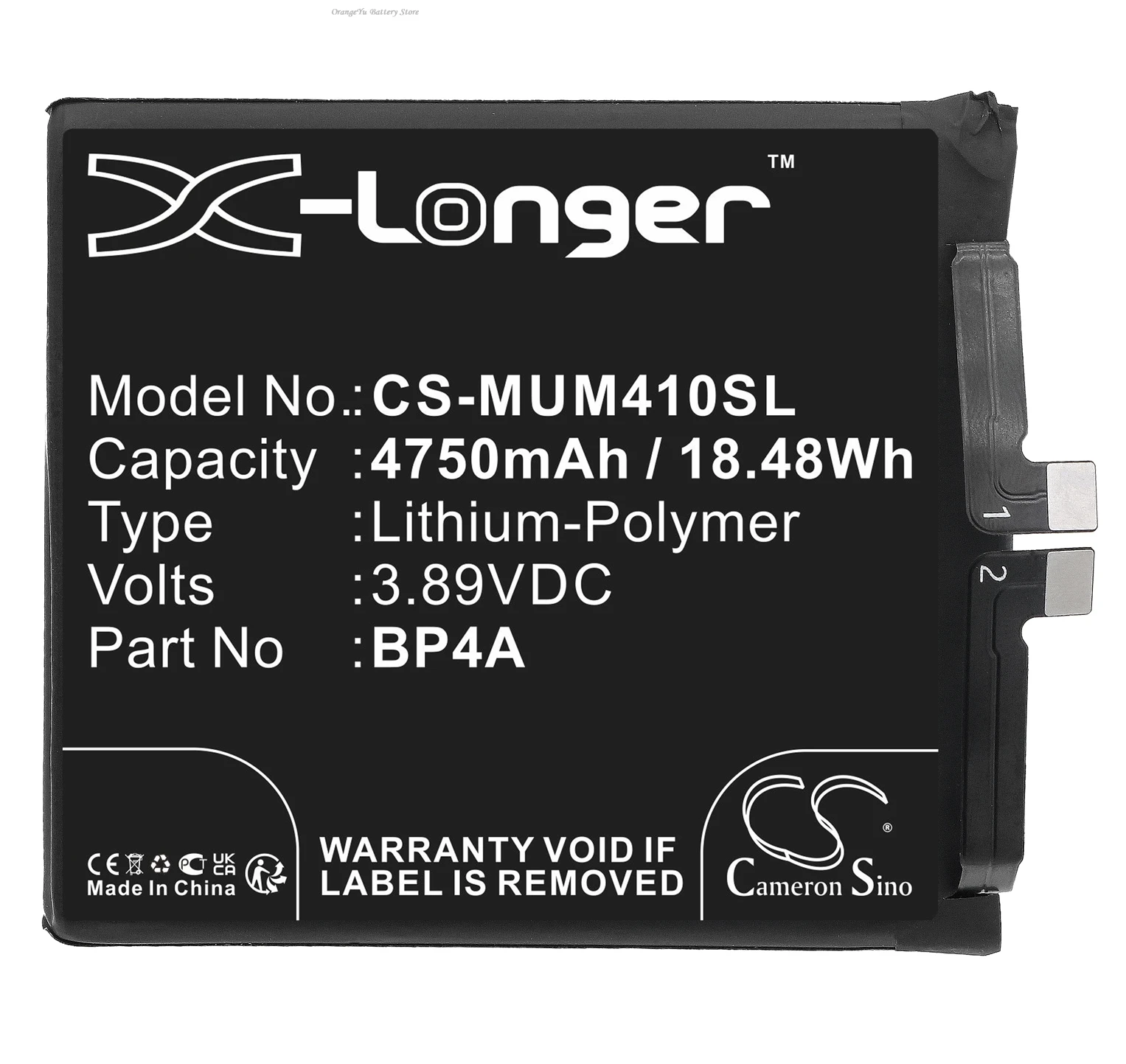 Replacement 3.89V 4750mAh Mobile SmartPhone Battery BP4A for Xiaomi Mi 12S Ultra 5G 2203121C