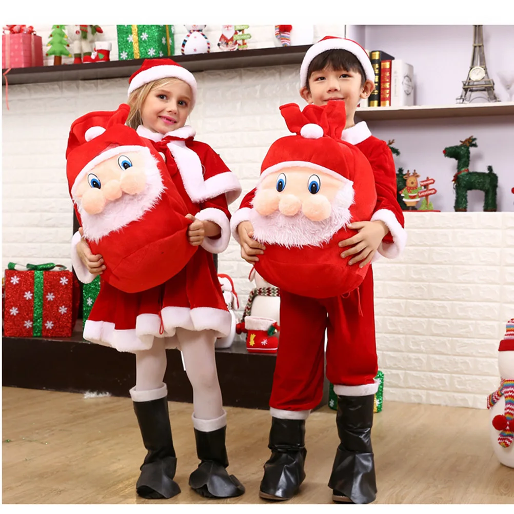 

Christmas Decoration Gift Bag High-Grade Pleuche Large Candy Bag Elderly Backpack Reusable Holiday Ornament Christmas Backpack