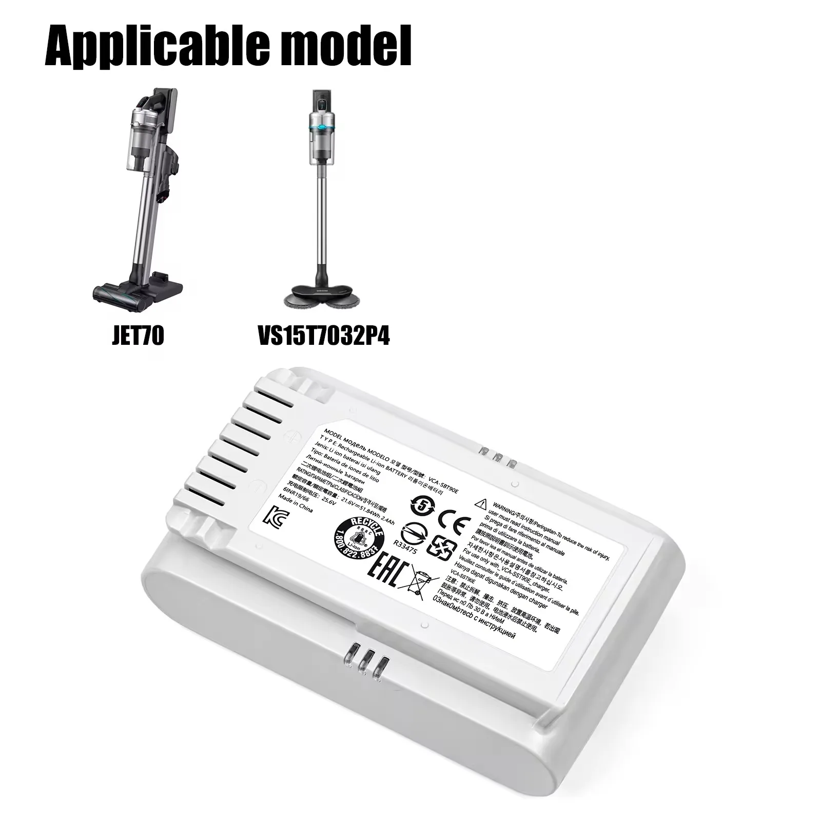 Para samsung jet 70 batería del colector de polvo VS15T7032P4 VCA-SBT90E,VS15R8542S1