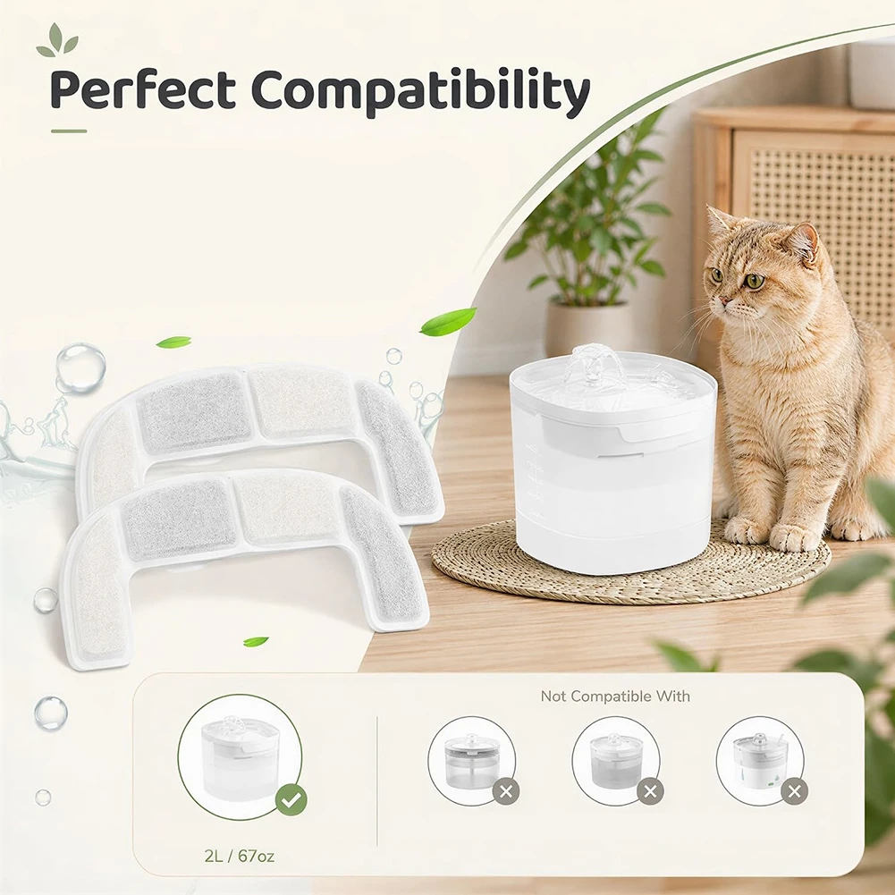AB34-Replacement Cat Water Fountain Filters(8-Pack) For Cheerble Elfin E1 Lite 2L 67Oz Pet Fountain Systems