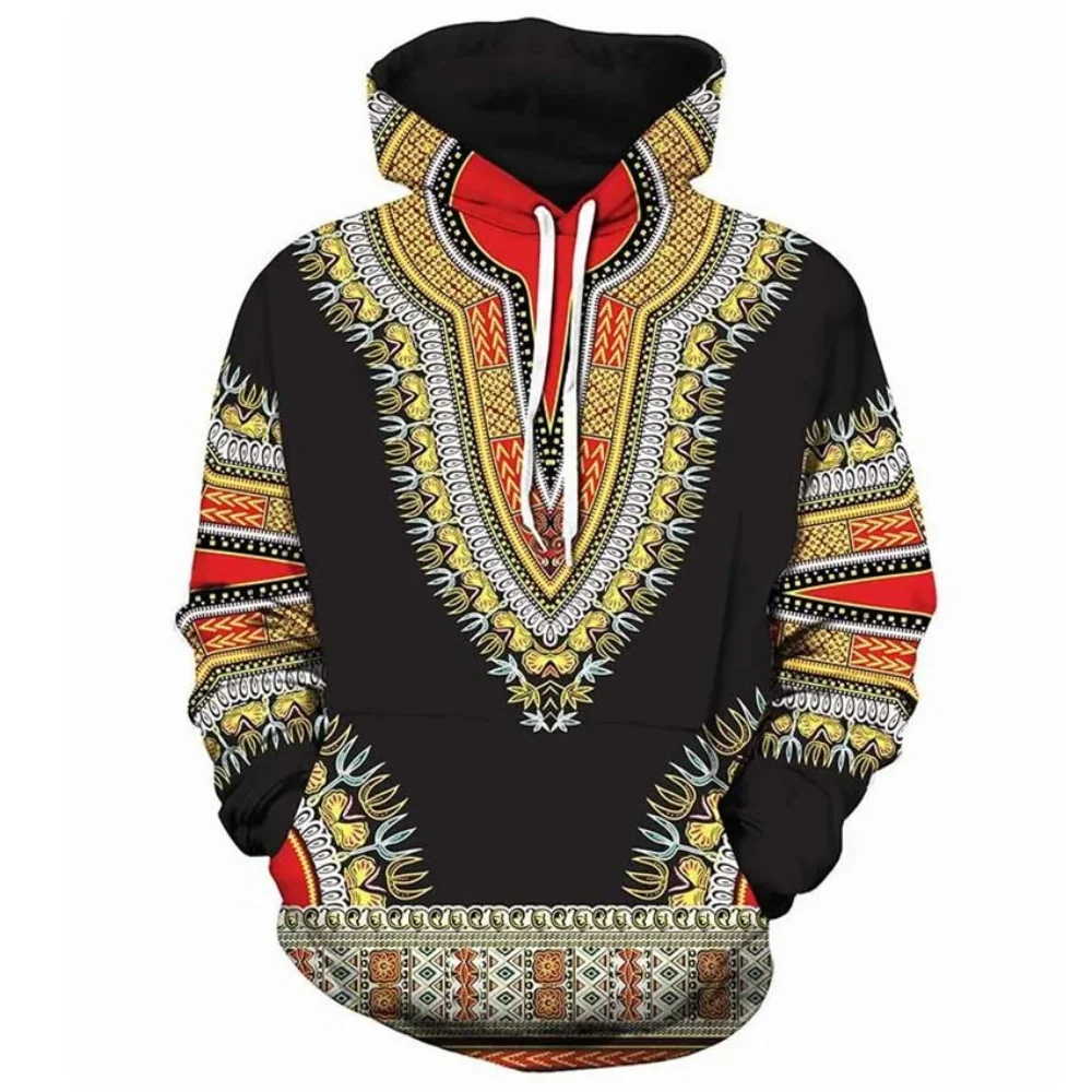 

2025 Men's Fall Stylish Loose Hooded Sweatshirt, 3D Traditional Print Men's Trendy Cool Sports Top for Daily Outdoor Leisure