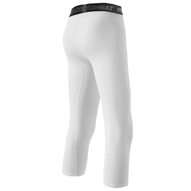 Pop Men Compression Base Layer Running Tight Shorts Sport 3/4 Cropped Pant Leggings Gym Basketball Fitness Exercise Cycling Trou