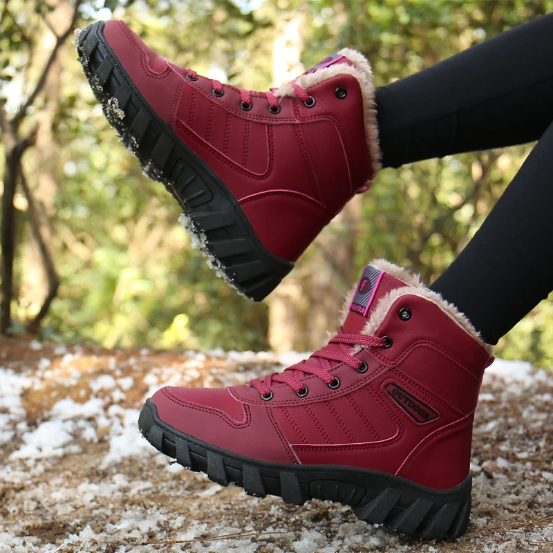 New Men's and Women's Snow Boots Winter Velvet Warm Hiking Shoes Outdoor High-Top Cotton Shoes