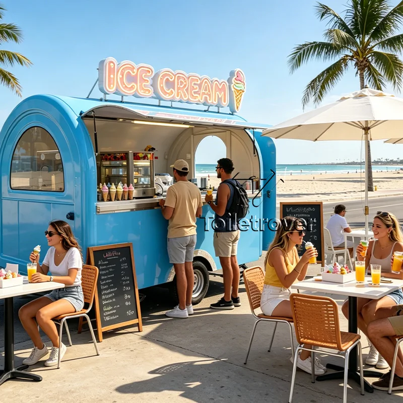 

New Design Ice Cream Mobile Food Cart Fully Equipped Food Trailer Commercial Food Truck Mobile Food Truck Trailer for Sale