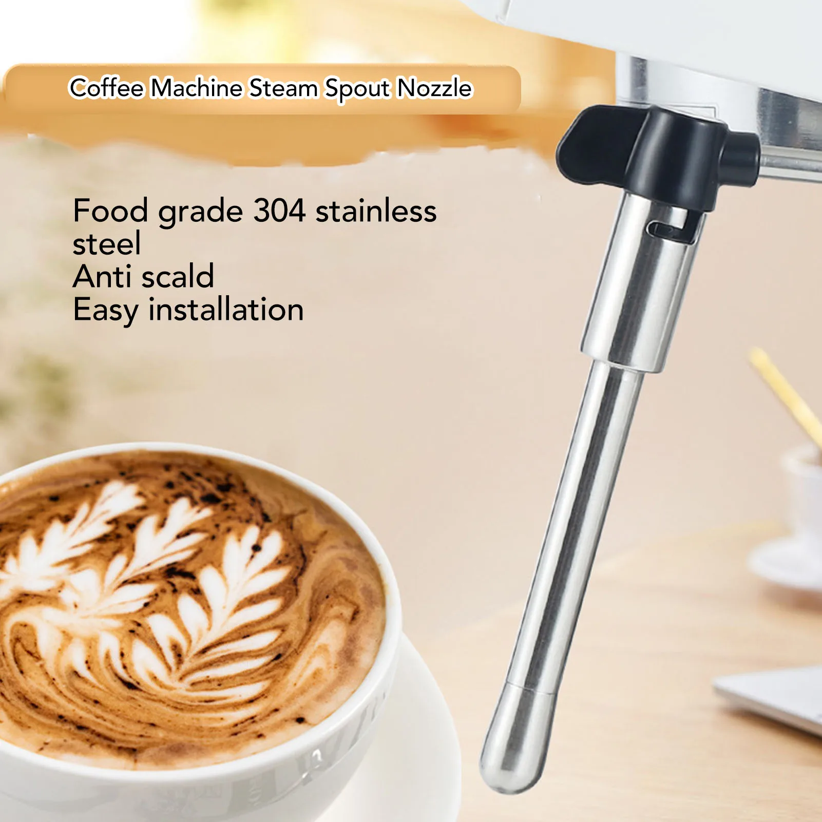 Coffee Machine Steam Wand Stainless Steel Coffee Maker Steam Spout Nozzle Tip Replacement for EC685