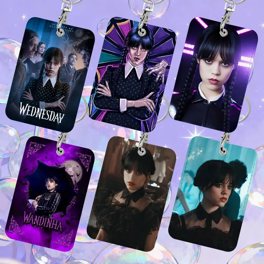 Wednesday 1 Card Holder, Leather Card Storage Box, Key Chain, Access Tag Holder, ID Card Holder, Key Chain