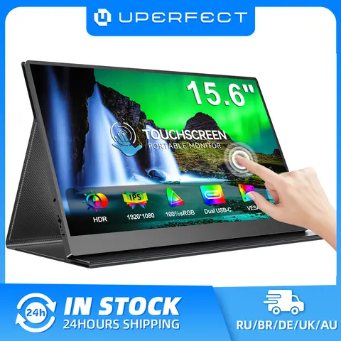Moniteur portable UPERFECT à écran tactile 15,6" FHD 1080p IPS, 10 points de contact, HDR, HDMI, USB-C, compatible avec ordinateurs portables, MacBook, Surface, PC, Xbox et PS4/5.