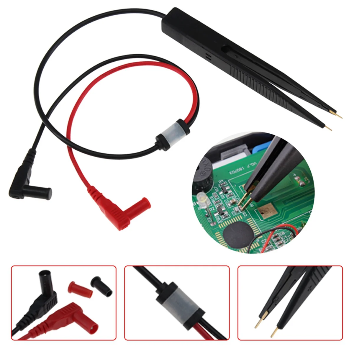 SMD SMT Chip Test Clip Multimeter Probe Tweezers for Capacitance Inductance Resistor Measurement Multi-Use Test Tool