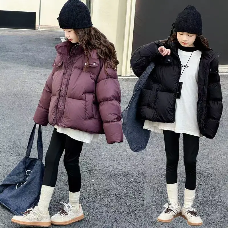 

Girls' Down Jacket Winter New Foreign Boy Clothes Little Girl Hooded Clothes Children's Winter Thick Coat 120-160cm