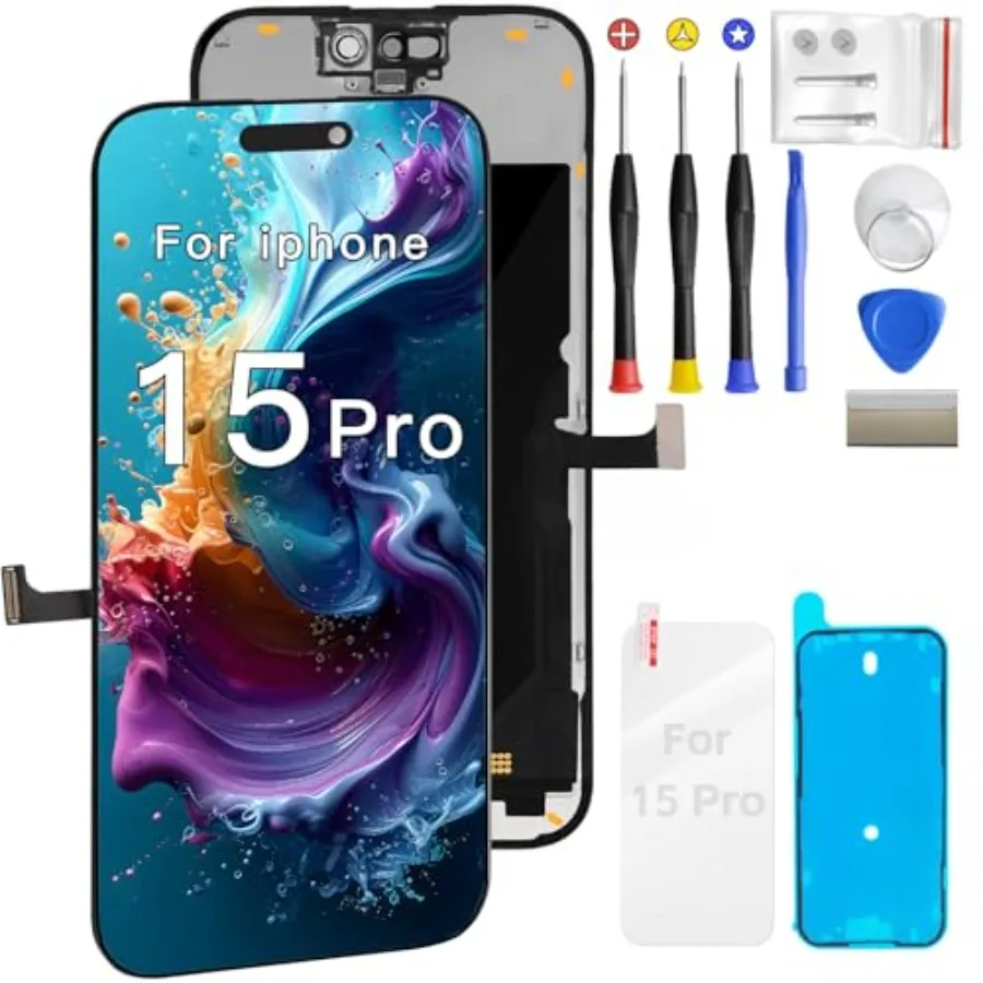 

Комплект для замены экрана iPhone 15 Pro, полная сборка, 6,1-дюймовый сенсорный ЖК-дисплей 3D для A3102 A2848 A3101 A3104, дигитайзер, экран