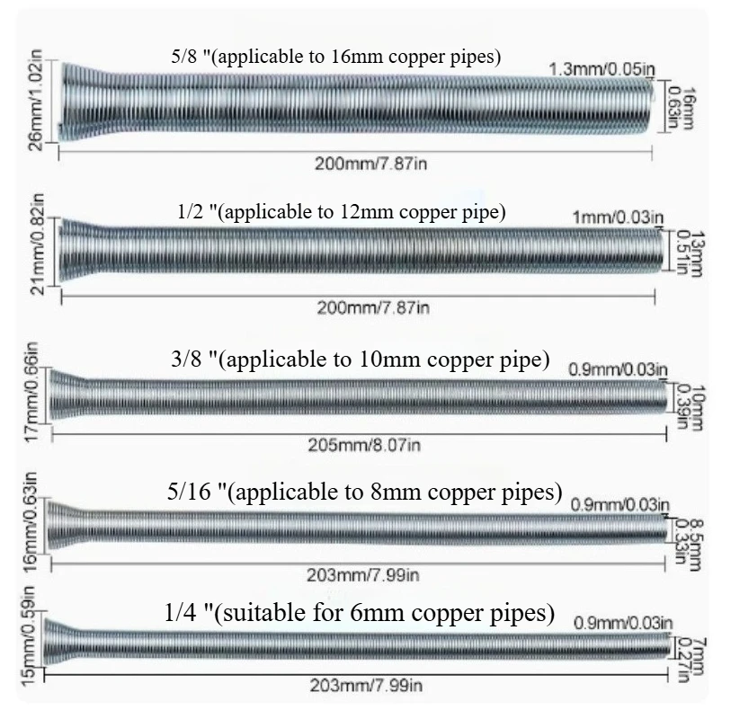 5pcs PVC Wire Copper Pipe Bender For Air Conditioner 1/4