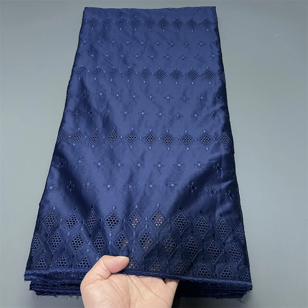 قماش دانتيل أفريقي، مواد أقمشة قطنية 100% للملابس، بالمتر، تطريز، 2025، فساتين الحفلات، تول، 5 ياردات #2
