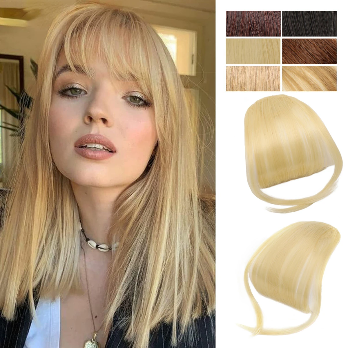 Synthetic Air Bangs Clip In Hair Extension Fake Fringe False Hairpiece For Women Clip In Bangs