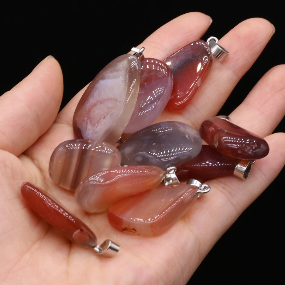 Natural Semi-precious Stone Pendant Irregular Cherry Blossom Agate for DIY Jewelry Making Necklace Size15x20-18x25
