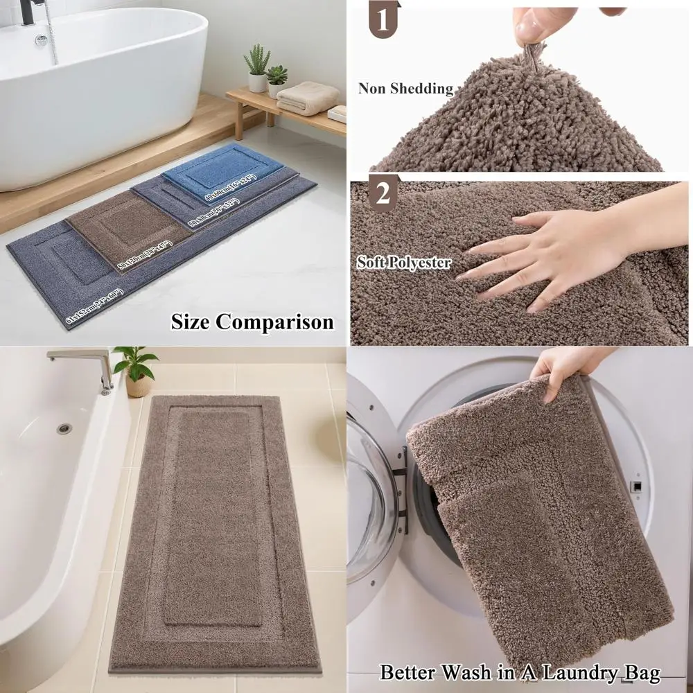 

24x60 Non-Slip Bath Rugs, Washable & Absorbent Mats for Bathroom, Shower, Tub, Sink, Vanity - Home Decor Accessories