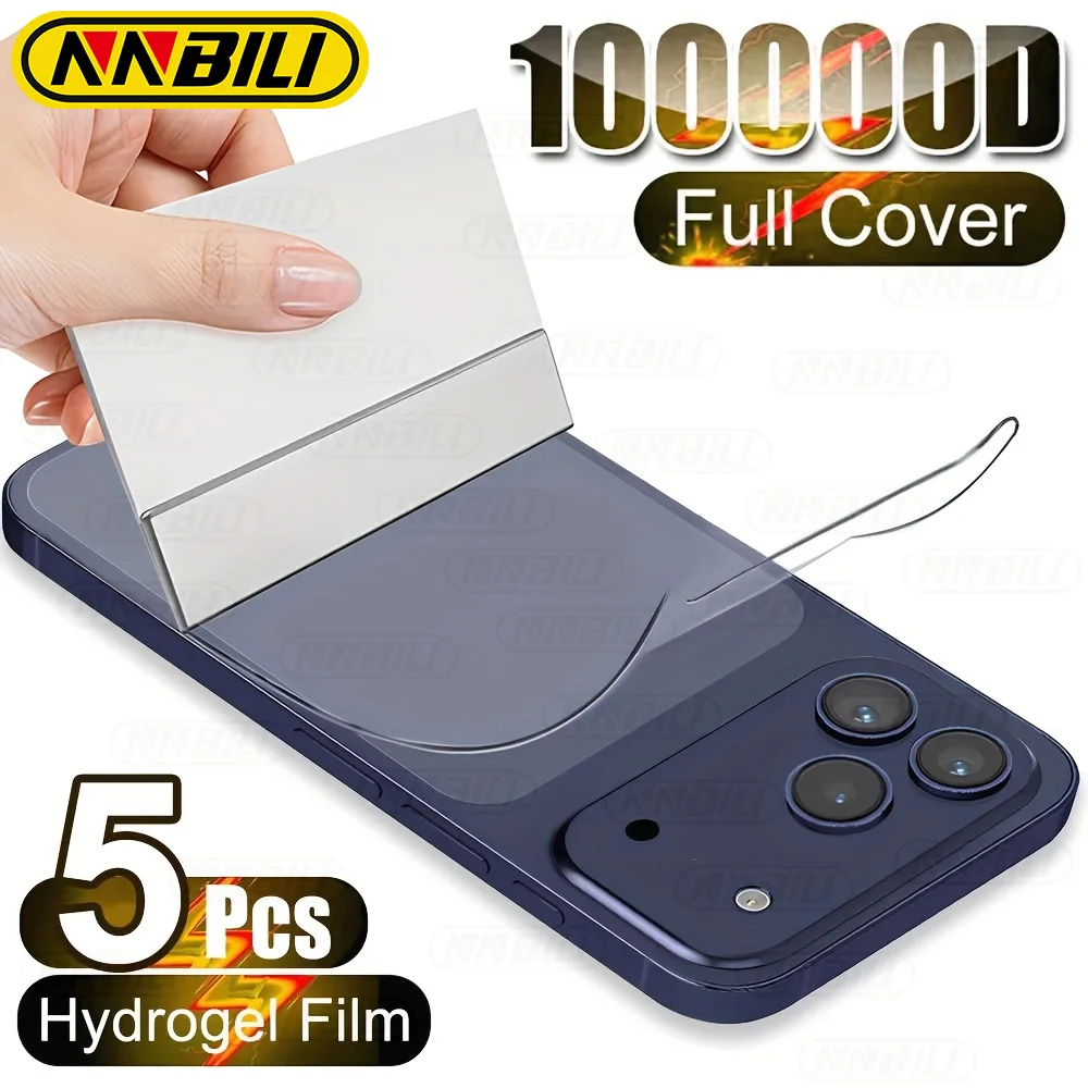 NNBILI 1-5 Stück Rückseitige Hydrogel-Folie, für Apple iPhone 17 16 15 14 13 12 11 Pro Max Vollständige Displayschutzfolie, Transparente Schutzfolie