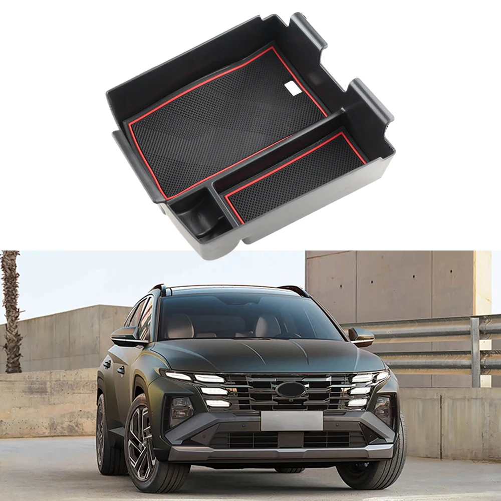 Organizador de Console Central para Hyundai Tucson 2025 2026, Bandeja de Armazenamento para Apoio de Braço, Acessórios Internos Automotivos