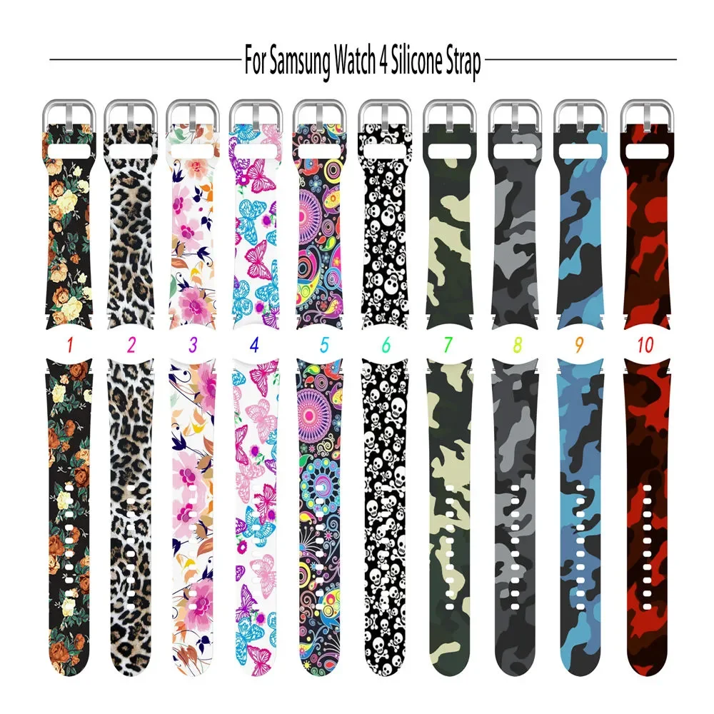 Printed Silicone Strap For Samsung Galaxy Watch 4 Classic 46mm 42mm No Gaps Bracelet For Galaxy Watch 5 5 Pro 45 44mm 40mm Bands