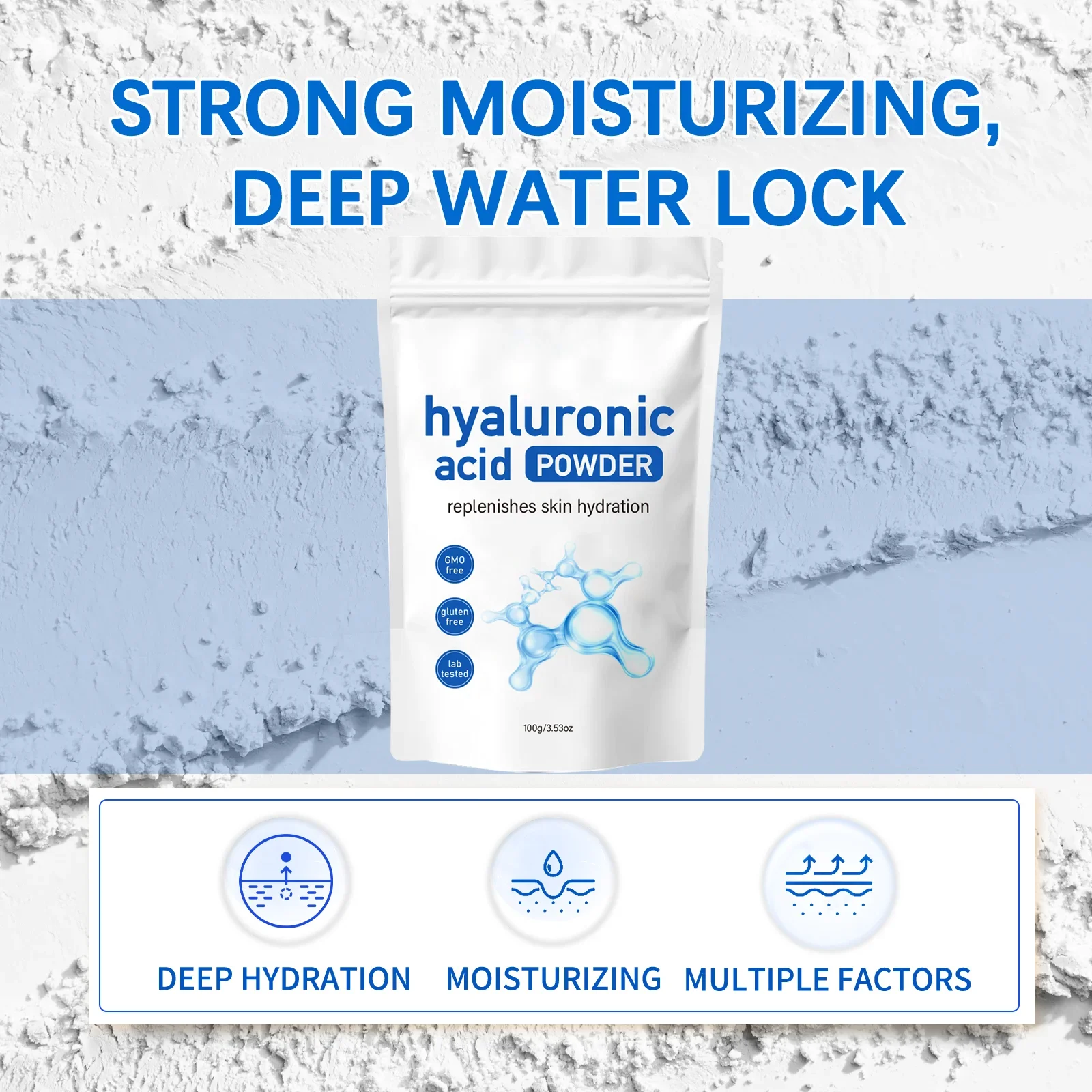 100 جرام قناع حمض الهيالورونيك مسحوق ترطيب تنعيم سطع المغذيات تغذي تحسين الجلد الجاف قناع الوجه العناية بالبشرة #5