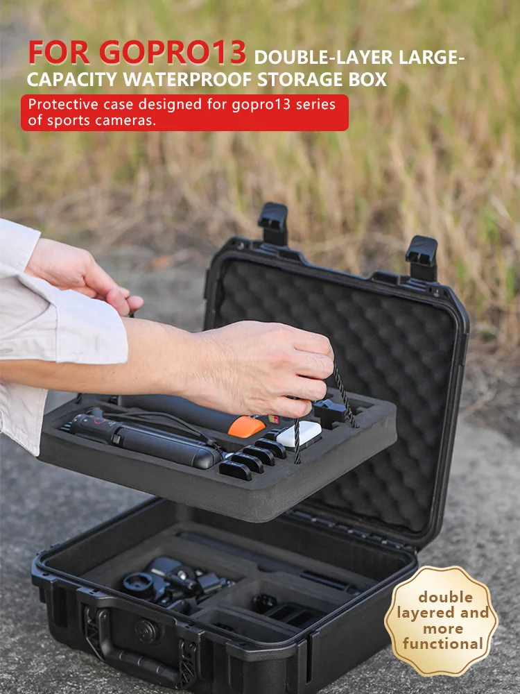 STARTRC Camera Accessories 2 Layers Portable Travel Hard Case For Gopro 13/12/11/10/9/8/7 Carrying Case Storage Waterproof Box