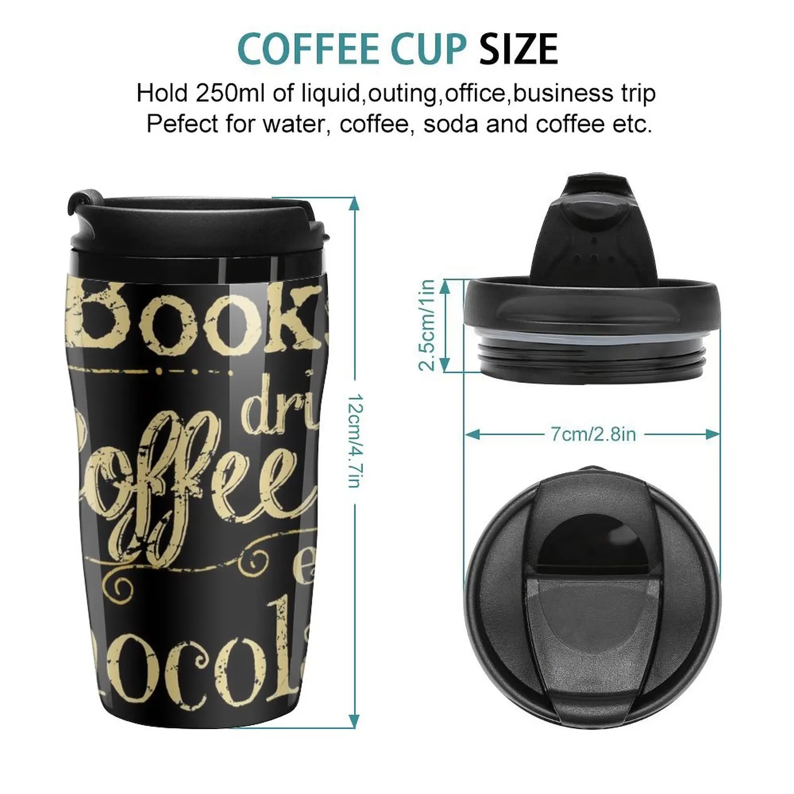 New read books, drink coffee, eat chocolate, pet cats Travel Coffee Mug Espresso Cup Thermos Cup Coffee Glasses