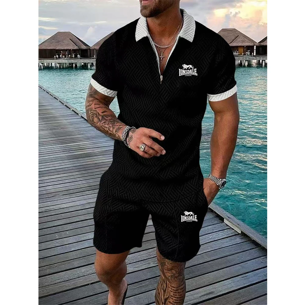 Summer Versatile LONSDALE Five Quarter Sleeve Five Quarter Pants Polo Collar Set, Fashionable Casual Shorts Short Sleeved Two-Pi