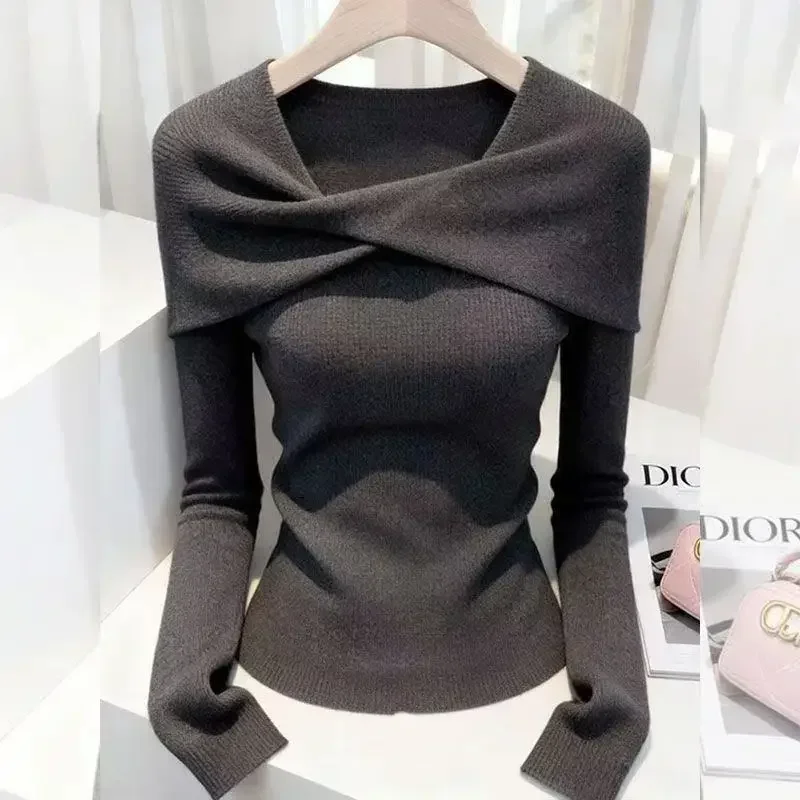Sleeve Solid Long Simplicity Pleated Temperament Tops Spring Autumn New All-match Elegant T Shirts Fashion Office Women Clothing