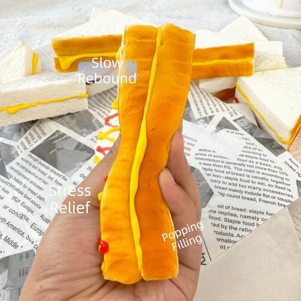 Prank Decoration Simulation Sandwich Squishy Toy Slow Rising Soft Elastic Sandwich Squeeze Toy Realistic Sensory Fidget Bread
