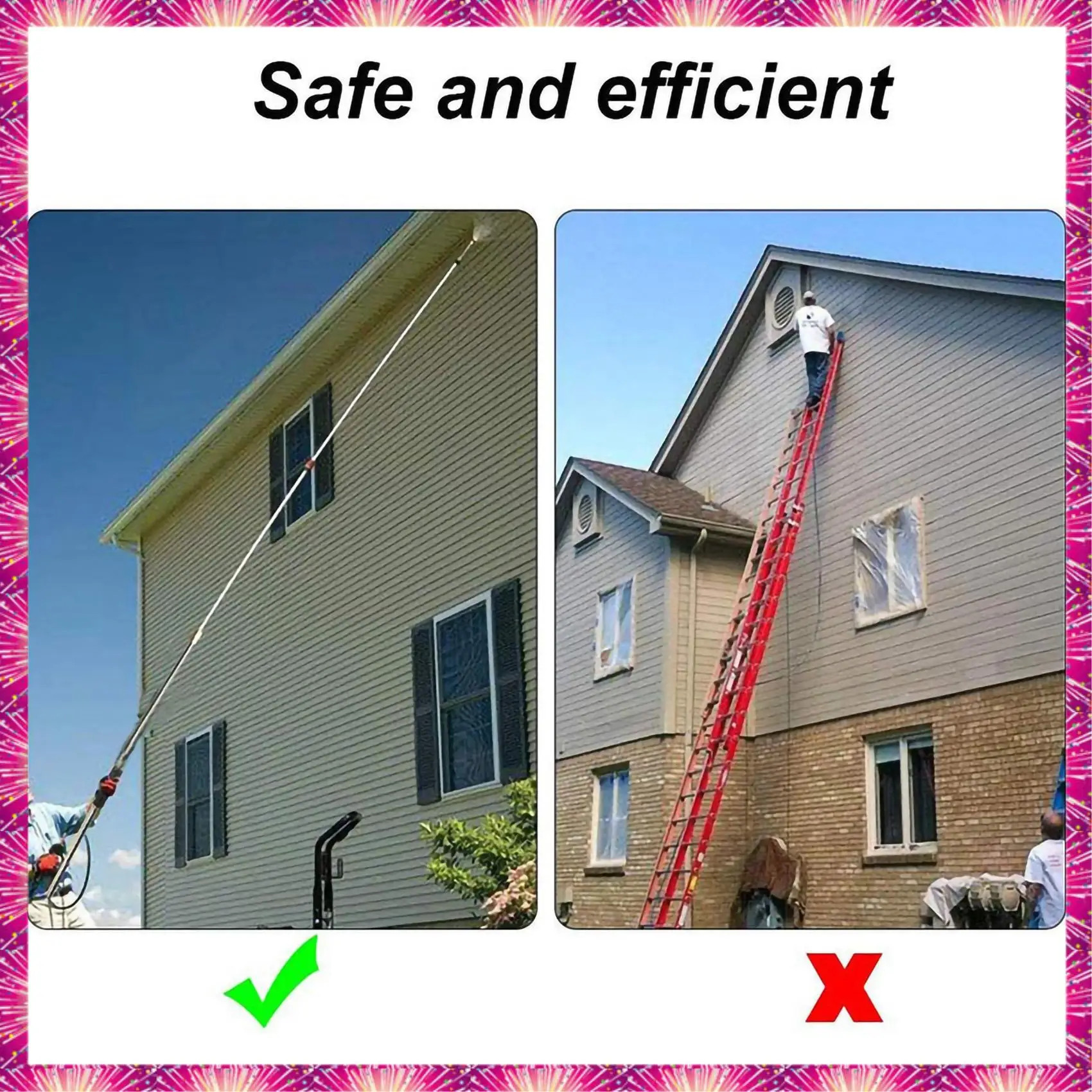 LUWEI Gutter Cleaning Tool Pressure Washer - Extension Wands, Roof Cleaner Lance Nozzle - 4000 Psi 5 Tips, Window Washing Access