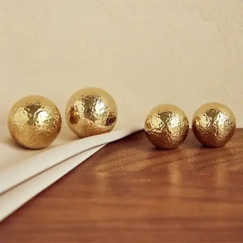 Pull Handles Solid Brass Furniture Handles Hardware Ball Shaped Cabinet Handle Golden Hand Hammered Drawer Knobs Drawer