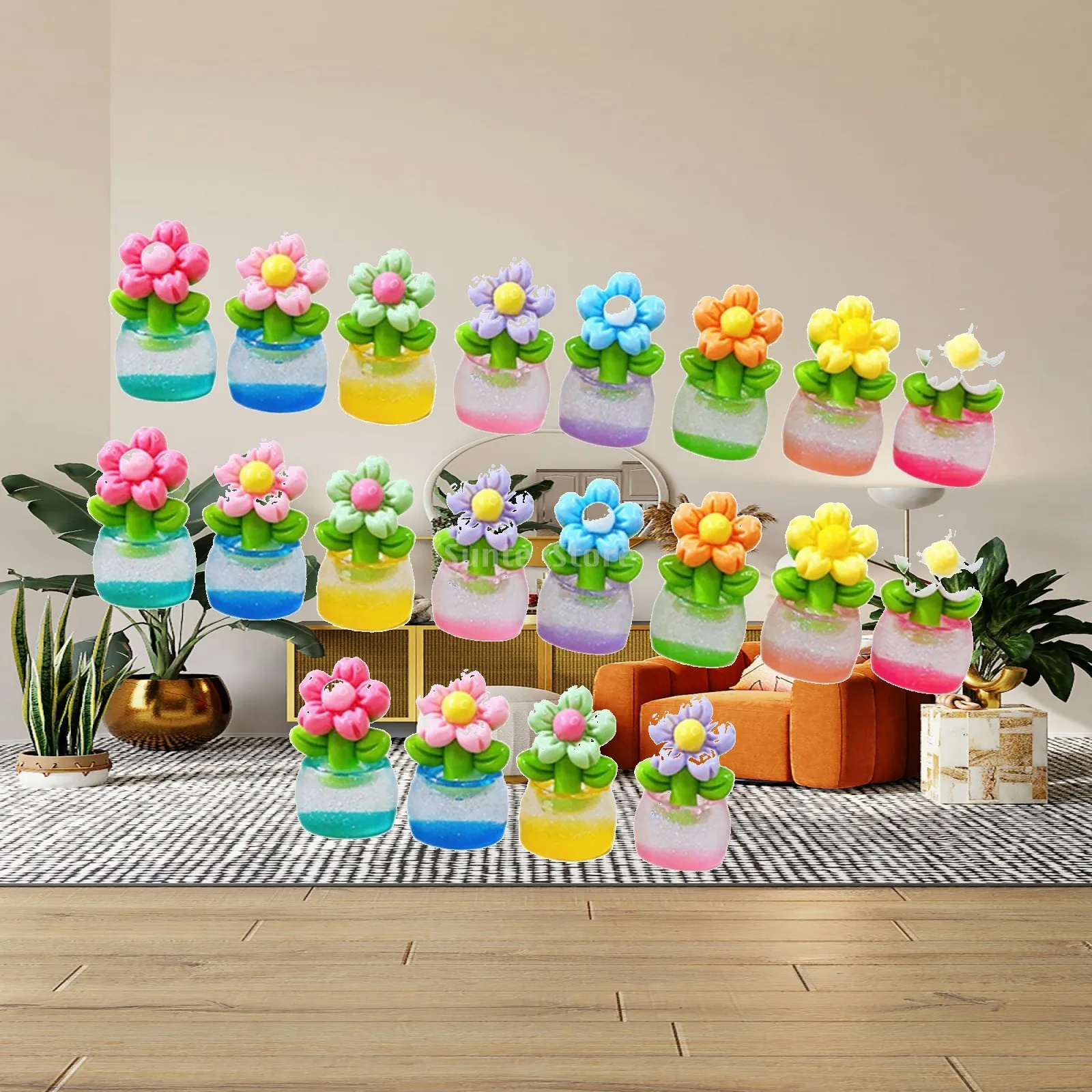 20 Pieces Luminous Figurines Miniature Statues Potted Plants Figures DIY Decorative Landscape for Plant Pot Outdoor Indoor