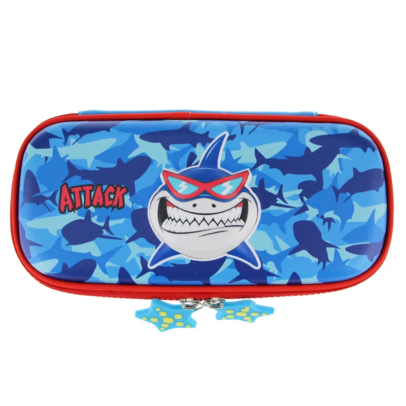 

New Great White Shark Pencil Case For Boy School Supplies 3D Cool Cartoon Pen Box Luxury Kawaii Stationary Cute Office Items